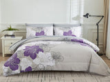 Floral Comforter Set, King Size, Purple Floral 3-Piece Bedding, Lightweight Microfiber V745-MAB010685AJ3
