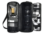 Insulated Wine Tote Bag With Stainless Wine Glasses. For Boating Travel. Wine Cooler Bag For Beach. V1192-AZ-W-0208