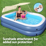 Bestway Kids Inflatable Pool Above Ground Splash Pool with Sunshade 254x178cm BW-POOL-KID-SQ-54449