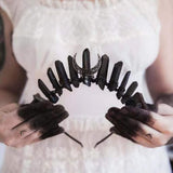 Crystal Crown Headband Boho Raw Quartz Rhinestone Witch Bride Headpiece Crystal Headwear Stones V1366-AZ2-W-08808