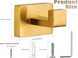 Brushed Gold Stainless Steel Heavy Duty Wall Mounted Square Towel Hooks Robe Hooks - 6 Pack for V1259-HOOK-SS-SQ-BG-6PK