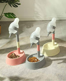 Pink Base Adjustable Height Pet Water Dispenser with Food Bowl Base - Non-Drip Bottle Feeder Station V888-ELOSUNG23871
