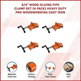 3/4" Wood Gluing Pipe Clamp Set Heavy Duty PRO Woodworking Cast Iron V63-837211