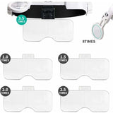 Magnifying Headband Glasses with Illuminated Magnifier with 3 LED Lights, 1.0X to 3.5X, 8X Secondary V1237-MS-626-394