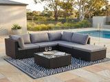 Ottoman-Style Outdoor Lounge Set in Black V264-OTF-507S-541S-BLK