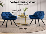 Artiss Dining Chairs Set of 4 Velvet Diamond Tufted Armchair Blue MO-DIN-GRS058-VEL-NAX4