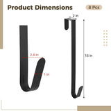 8PCS Wreaths for Front Door, 15" Metal Wreath Hook Over the Door, Z-Shape Design Garland V1369-AZ3-W-08784