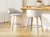 2x Artiss Bar Stools Dining Chairs Contoured Leather Wood Stool BA-TW-8186-BGX2