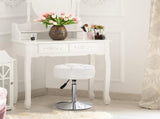 Adjustable Vanity Stool, 360 Swivel Chair for Makeup Room, White Faux Leather Stool for Bathroom & V1258-DP02-C-1414