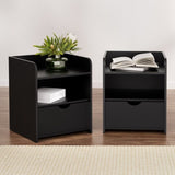 Artiss 2X Bedside Table 1 Drawer with Shelf - FARA Black FURNI-C-BS-TOGO-BKX2