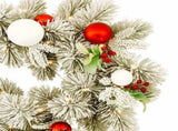 Christabelle 2.74m Snowy Elegance Christmas Garland Pre Lit Warm White LED Red Baubles Berries 112_SENSE274