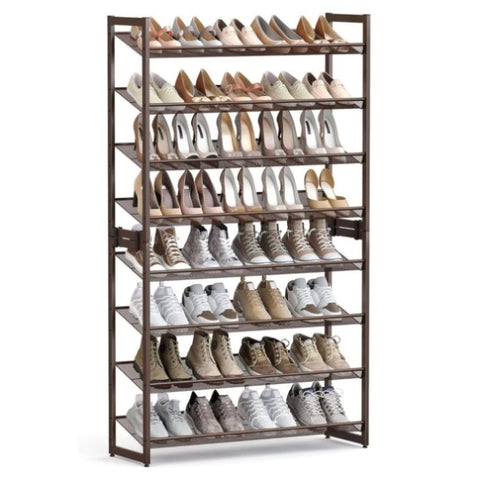 SONGMICS 8-Tier Shoe Rack Storage 32 pairs with Adjustable Shelves Bronze V227-8498402114140