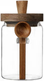 600ml Storage Container with Wooden Lid and Spoon Airtight Moisture-Proof Food Keeper for V1258-DP02-BOL-471