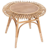 Holly 65cm Round Side Table Mango Wood Top Rattan Frame - Natural V315-VOD-KEND-01