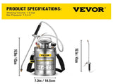 1.5Gal Stainless Steel Sprayer, Set 16" Wand& Handle& 3.3FT Reinforced Hose, Hand Pump Sprayer V952-PWQBXG6L000000001V0