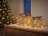 Christabelle 2 Pale Champagne Christmas Gift Boxes Light Up Display 35cm 28cm Indoor Xmas Festi 112_MHA715