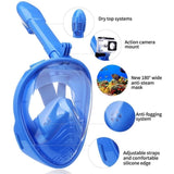 Blue Full Face Snorkel Mask Swimming Breath Dry Diving Goggle Scuba Glass Anti-Fog AU XS V201-W12783351