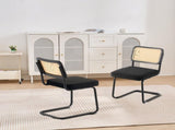 Rattan Chairs, Set of 2, Mid Century Modern Dining Chair, Upholstered Velvet Accent Chair with V952-TBYCYTERHS20VLE0IV0