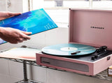 Crosley Voyager Bluetooth Portable Turntable - Amethyst Gadhouse Vinyl Rack Bundle - Black V398-CR8017BVR-AM4