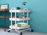 Levede 3 Tiers Kitchen Trolley Cart White HO0576-3-WH_NZ
