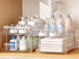 Artiss 2 Pack Clear Pull Out Cabinet Organiser 2 Tier Storage Drawers USS-A-PET