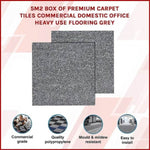 5m2 Box of Premium Carpet Tiles Commercial Domestic Office Heavy Use Flooring Grey V63-826051