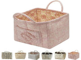 Boho-Chic Quilted Floral Storage Basket, 13"x11"x10 Quilted Fabric Storage Basket with Handles & V1366-AZ2-W-11590