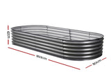 Green Fingers 3 Pcs Raised Garden Bed Kit Oval Galvanized Steel Planter Boxes 160x80x42cm, Heavy GARDEN-OVAL-1608042X3