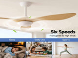 Devanti 52'' Ceiling Fan DC Motor w/Light w/Remote - Wood CF-B-52-310B-LW