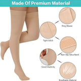 2 Pairs Compression Stockings for Women & Men, 20-30mmHg Thigh High Compression Socks, Closed Toe V1369-AZ3-W-10829