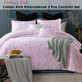 Cotton Rich Lightly Quilted Coverlet Set Floriade Pink Queen V442-STT-COVERLET-FLORIADE-PINK-QS
