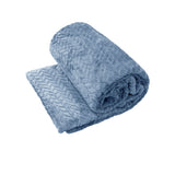 Herringbone Coral Fleece Blanket Throw Rug 150x200 cm Blue V442-ABR-THROW-CORALHERRINGBONE-DUSKBLUE-RE