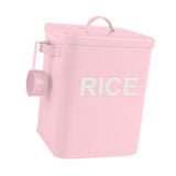 Iron Rice Container with Lid and Handle, Countertop Organizer Jar for Flour, Pet Pink M V1366-AZ2-W-27422