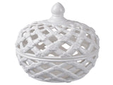 Lattice Decorative Lidded Jar Flower Motive 24cm V637-20730