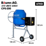 BAUMR-AG 200L Heavy-Duty Petrol Concrete Cement Mixer, 3hp 105cc Engine V219-TOLCCMBM20PA
