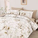 Soft Floral Leaf Comforter Set, King Size, Plush Quilted Bedding with Pillowcases V745-MAB010937AJ3