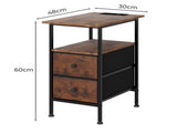 Levede Bedside Table Side Table 2 Drawers Cabinet Brown NI1073-BR-AU