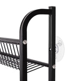 Levede Slim Storage Rack Kitchen Organiser Wall Mounted Metal Shelf Black EA0309-5-AU