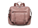 Pink Retro Soft PU Leather Backpack for Women - Water-Resistant Large Capacity Travel Rucksack with V888-ELOSUNG45253