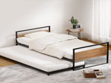 Artiss Bed Frame 2x Single Size Metal Trundle Daybed DEAN MBED-C-DEAN-S-BK-AB