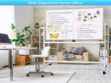CARLA HOME Double-Sided Magnetic Whiteboard 120x90cm with Wheels, Reversible Design for School, LSB-36222