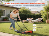 Push Reel Lawn Mower 35 cm, 5 Blades Manual Push Mower No Motor, 15-45 mm Adjustable Cutting Height, V952-SDTSGZGCJ14IZEEJ2001V0