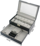 12 Slot PU Leather Lockable Watch and Jewelry Storage Boxes V178-84497