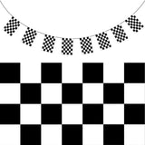CHECKERED BUNTING FLAG Race Car Chequered Flag Banner Hanging Decoration Rectangular - 43.2 Metres V563-13281-12PK