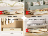 2 Pack Under Bed Storage with Wheels, Under Bed Storage Containers with Adjustable Dividers & Clear V1107-127-12965-BEG