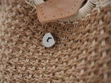 Khaki Boho Circle Straw Bag - Stylish Woven Tote with Round Handles V888-ELOSUNG21378