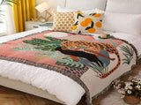 Cheetah Girl INS-Style Illustrated Line Blanket - Multi-Use Design V888-ELOSUNG28712