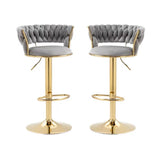 SERENIT Grey Velvet Seat Kitchen Breakfast Bar Stools Counter Height Barstools with Back Cushioned V255-GP1763-GREY
