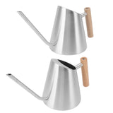 Watering Can with Long Spout Rustproof Stainless Steel Watering Pot with Wooden Handle for Garden V1294-YM0703-3111230098013