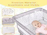 3-in-1 Grey Baby Bassinet Bedside Crib with Adjustable Height, Mosquito Net & Storage Basket V178-59241